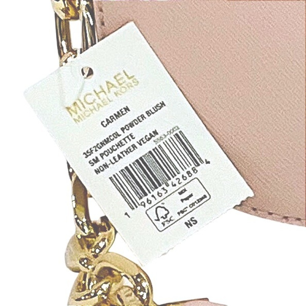 Michael Kors Carmen pouchette powder blush pink small vegan shoulder bag purse - Picture 2 of 15